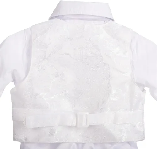 Vista 5 de Lito Angels Traje blanco para bebé, ropa de bautizo, trajes de bautizo, manga larga, floral