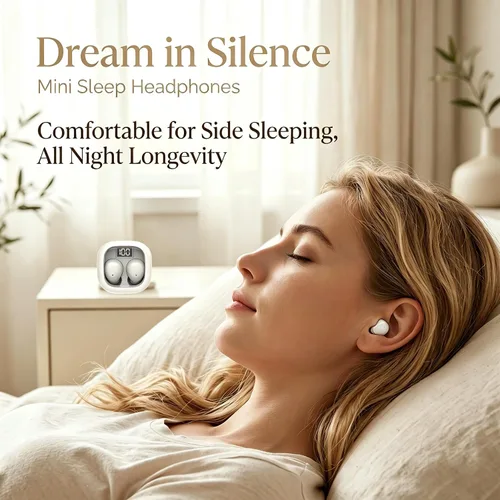 Vista 2 de Audífonos invisibles para dormir de lado, mini auriculares inalámbricos Bluetooth ultra pequeños, ajuste de presión cero, bloqueo de ruido