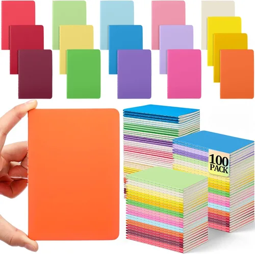 Vista 15 de Handepo 100 Pack A5 Composition Notebooks Bulk 5"x8" Notebooks,Black Wide Ruled Composition Notebooks Bulk, Soft Cover 60 Pages, Bulk Journals for