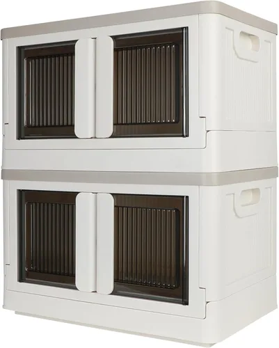 Vista 16 de Armario de almacenamiento con tapas, caja plegable, 8.4 galones (32L), con doble puerta y hebilla, plegable, debajo de la cama o uso de encimera