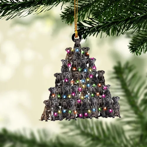 Vista 9 de Talataca Cane Corso - Adorno de Navidad plano 2D, cajas de regalo Cane Corso, decoración de árbol de pino, colgante de casa colgante para recuerdo