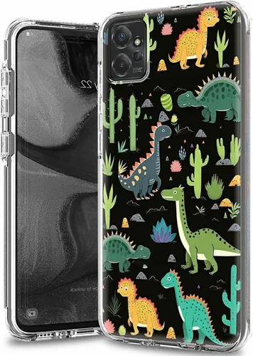 Vista 45 de Funda transparente para Motorola Moto G 5G 2023 con patrón de ciervo de bandera estadounidense para mujeres y hombres, doble capa híbrida de TPU