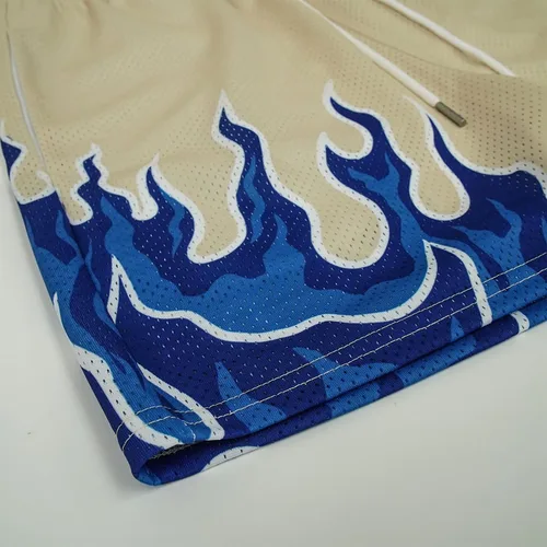 Vista 8 de BOOMLEMON Pantalones cortos de baloncesto para hombre, pantalones cortos deportivos de entrenamiento casual con estampado gráfico de llama de malla