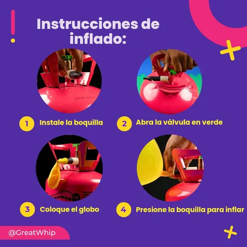 Vista 3 de GreatWhip Tanque de helio de 22L hasta 100 globos de látex, tanque de helio para globos en casa, globos de látex y cintas incluidos