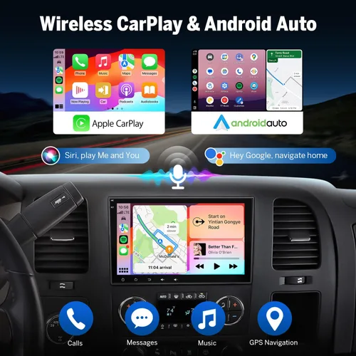 Vista 4 de Eonon GMX7A 4G+64G Android 14 Estéreo para automóvil compatible con GMC/Chevy/Buick Wireless CarPlay y Android Auto, radio de coche con pantalla