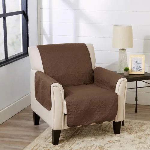 Vista 80 de Great Bay Home Funda reversible de retazos reclinable, lavable, protector de muebles con correas elásticas, perfecta para niños y mascotas, detalle