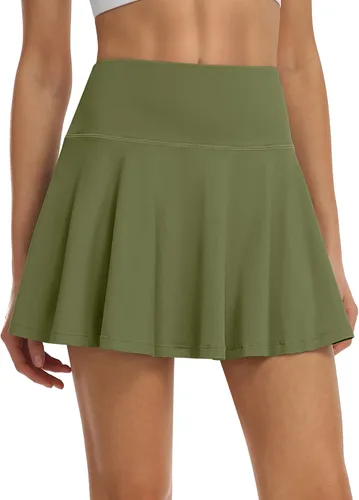 Vista 3 de UEU Faldas de tenis para mujer, plisadas, de cintura alta, para golf, atletismo, verano, mini falda pantalón con bolsillos cortos para correr y uso