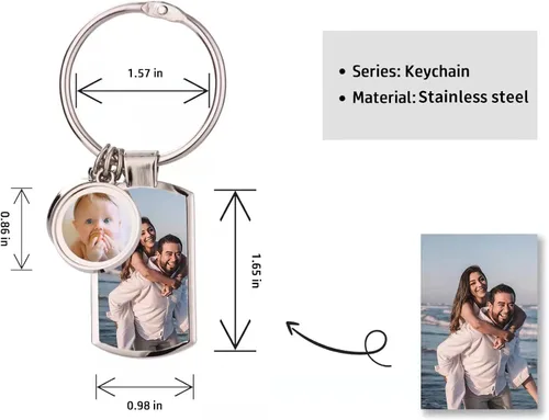 Vista 5 de Llavero personalizado de doble cara con impresión de imagen de aleación a color llavero de fotos personalizado regalos de texto personalizables