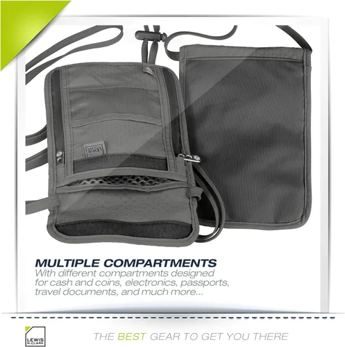 Vista 4 de Lewis N. Clark cartera de bloqueo RFID para Cuello), 1267BLK