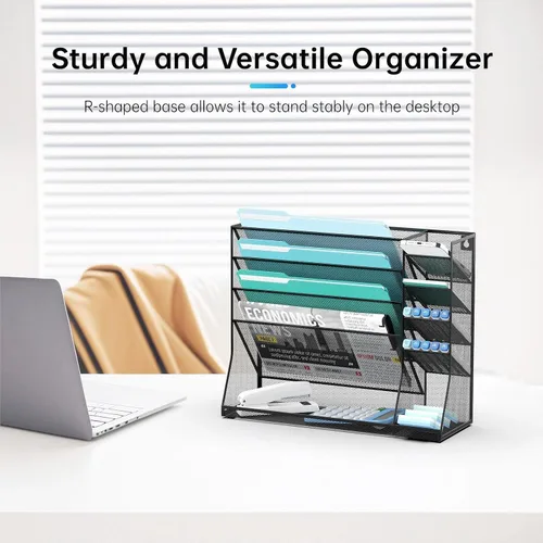 Vista 4 de Organizador de archivos de pared de 5 niveles y soporte para archivos de Negro