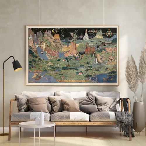 Vista 7 de Land of Make Believe - Imaginary Map 1930 de Jaro Hess - Impresión de mapa histórico - 24 x 16 pulgadas