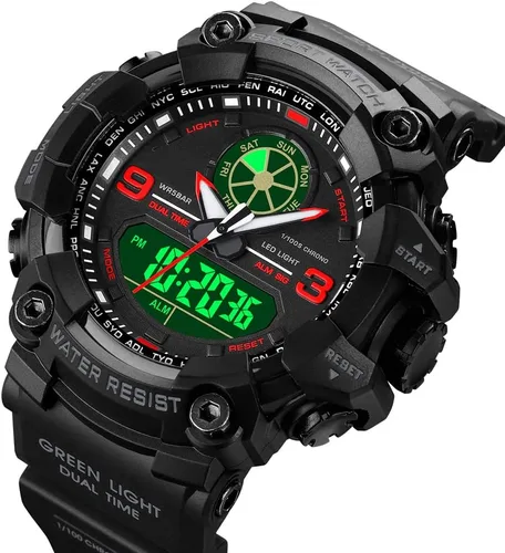 Vista 2 de Relojes militares para hombre, relojes de pulsera para hombre, relojes analógicos digitales para deportes, grandes regalos de 1224 horas