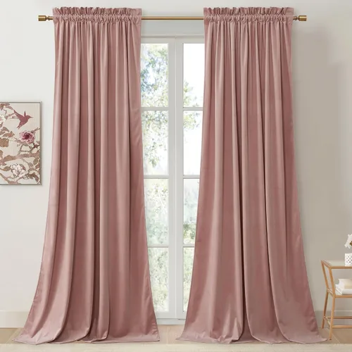 Vista 33 de StangH Cortinas de terciopelo rojo de 42 x 84 pulgadas de lujo, con aislamiento térmico, divisores de habitación, decoración navideña del hogar