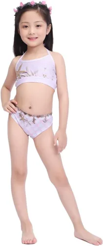 Vista 3 de Conjunto de traje de baño de sirena para niñas, 6 piezas, incluyendo cola de sirena