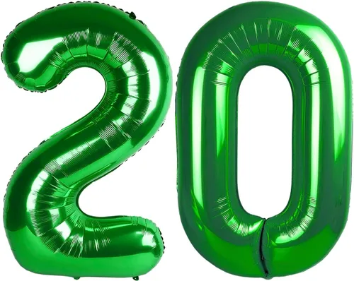 Vista 30 de Globos con números de 40 pulgadas, color negro, para decoraciones de cumpleaños de 10 a 100 años Jumbo 40In & Vibrant Color, With Hanging Holes