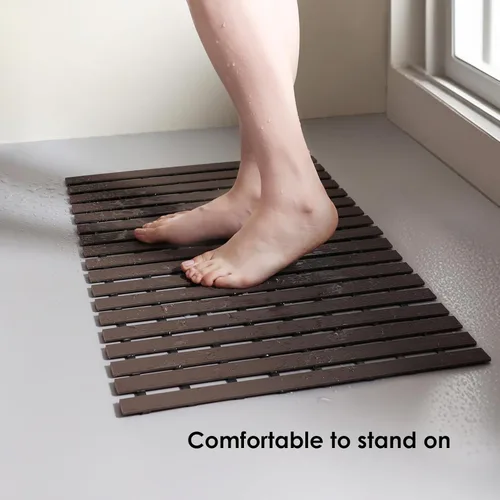 Vista 5 de SHIMOYAMA Tapete de ducha, tapete antideslizante para bañera con diseño antideslizante de doble cara, 26 x 17 pulgadas, tapete de ducha absorbente