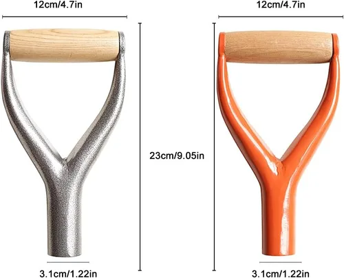 Vista 8 de SYCOOVEN Mango de agarre en D, mango de repuesto de pala de metal con mango de pala de agarre de madera para herramienta de rastrillo de excavación