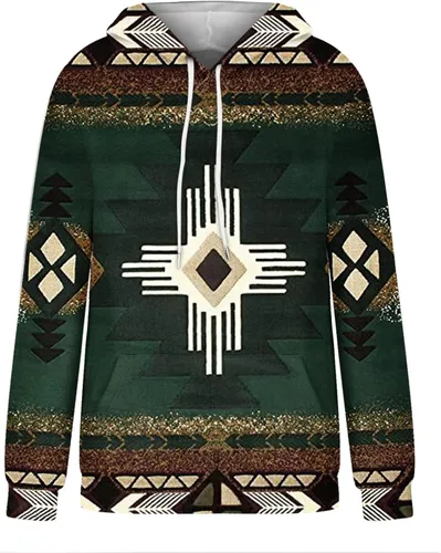 Vista 24 de Sudaderas con capucha azteca occidental para mujer, sudaderas de manga larga con gráficos vintage, camisetas de vaquera, ropa 2023