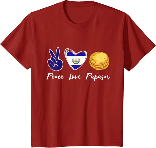 Vista 73 de Pupusas Lover Love Peace El Salvadaor Camiseta Comida Salvadoreña