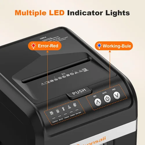 Vista 7 de Bonsaii - Trituradora de papel de 200 hojas de alimentación automática micro corte resistente para oficina 60-Min Nonstop Run, P4 High Security
