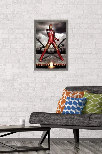 Vista 2 de Trends International Marvel Cinematic Universe - Iron Man - Póster de pared de tanques 14725 x 22375 pulgadas versión enmarcada en madera de granero