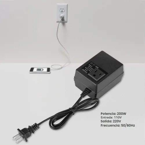 Vista 3 de Zopsc Transformador convertidor de voltaje de potencia, 110 a 220V, 200W, adaptador de viaje