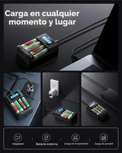 Vista 7 de EBL Cargador de batería universal, cargador de batería AA AAA de 1.5 V y 1.2 V con carga rápida tipo C, ranura independiente para baterías AA AAA