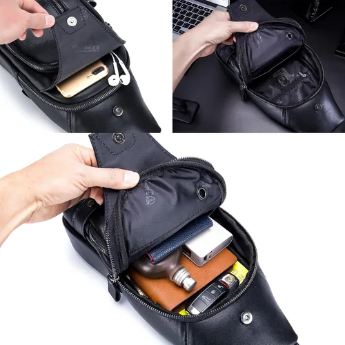 Vista 63 de LUKZIJAES Bolso bandolera de cuero genuino para hombre