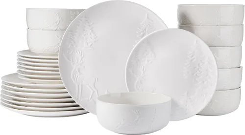 Vista 10 de Pfaltzgraff Charm - Juego de vajilla de 24 piezas, platos de porcelana blanca, cuencos