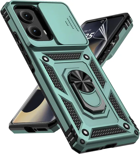 Vista 11 de Funda para Motorola Edge 2024 con cubierta deslizante para cámara, protector de pantalla HD [prueba de caídas de grado militar] Soporte de anillo