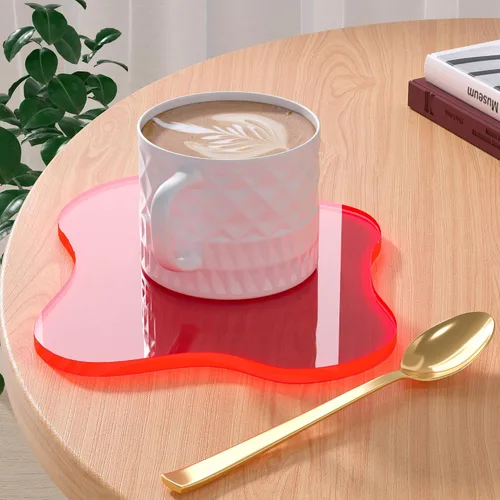 Vista 21 de Posavasos Decorativos de Acrílico, Posavasos Irregulares para Bar y Bebidas, Posavasos para Taza de Café con Forma de Nube Transparente, Perfecto
