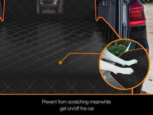 Vista 6 de Forro de carga para perros SUV, cubierta de carga impermeable para perro con protección de solapa para parachoques, alfombrilla duradera