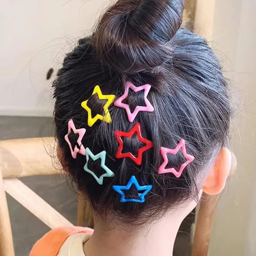 Vista 6 de Pinzas de pelo coloridas y luminosas para niñas, pinzas pequeñas para el cabello para niños, pinzas de estrellas que brillan en la oscuridad, pinzas