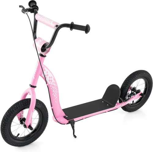 Vista 11 de GYMAX Patinete, Patinete de Empuje para Adultos, Adolescentes, Niños con Manubrio Ajustable, Ruedas Inflables de 12 Pulgadas, Freno de Pinza