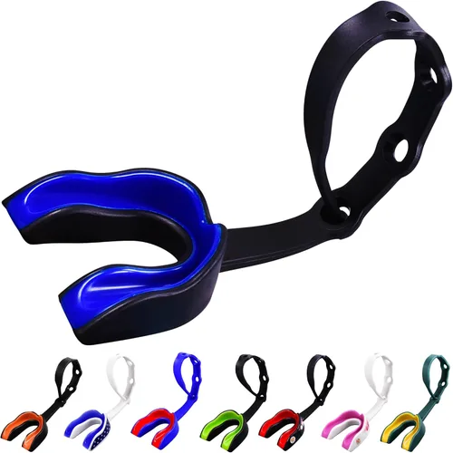 Vista 20 de Oral Mart - Protector bucal deportivo con correa para fútbol, lacrosse, hockey sobre hielo, taekwondo