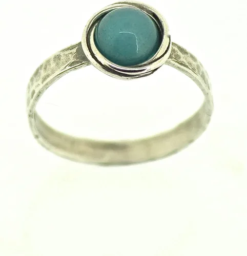 Vista 15 de Anillo de plata de ley con piedras preciosas para mujer, anillo apilable de piedra martillada, anillo de piedra natal