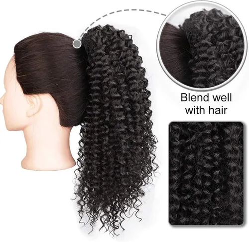 Vista 3 de Pelo Chignon - Cola de caballo rizada brasileña, cabello real de 10 a 28 pulgadas con cordón para el cabello, extensión de cola de caballo