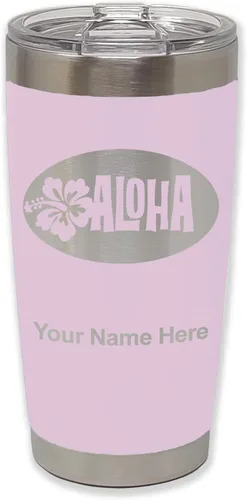 Vista 11 de LaserGram Taza aislada al vacío de 20 onzas, Aloha, grabado personalizado incluido (negro) Engraved Gift, Vacuum Insulated Stainless Steel, Laser