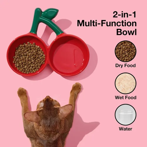 Vista 3 de VETRESKA Cuenco de cerámica para mascotas, diseño inclinado, comedero para mascotas para alimentos y agua, cuencos antivómitos para gatos