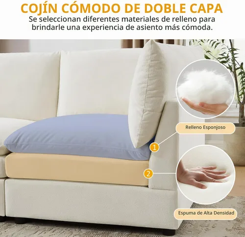 Vista 4 de VANOMi - Sofá seccional modular en forma de U para sala de estar, sofá cama moderno extragrande con asiento profundo de doble capa de almohadón tipo