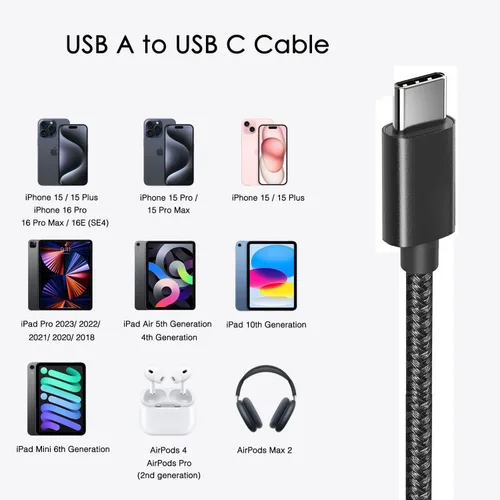 Vista 7 de Cargador de pared con 2 cables tipo C de 6.6 pies para iPhone 15 16 17 PS5 Controller Fire 10 Cargador de tableta para Kindle Kids Fire, tableta