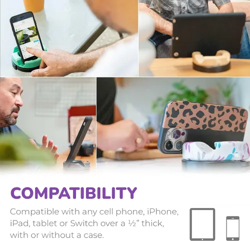 Vista 4 de GoDonut Plus+ Soporte esmaltado para teléfono (base giratoria), accesorio de montaje portátil, acceso al puerto de carga, compatible con tabletas