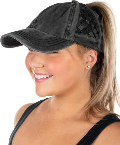 Vista 76 de Funky Junque - Sombrero de cola de caballo para mujer, gorra de béisbol con ajuste ajustable y cola de caballo alta cruzada para uso diario Paquete