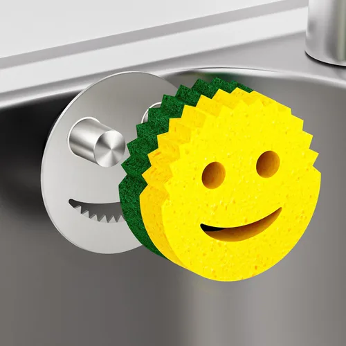 Vista 8 de Kontoyo - Soporte de esponja para fregadero de cocina, organizador de lavabo con instalación de ventosa para cocina/baño, autodrenaje, organizador
