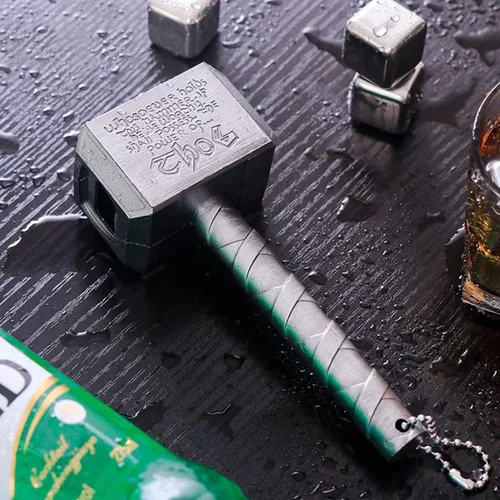 Vista 6 de Thor Hammer - Abridor de botellas de cerveza automático con tapa magnética, abridor de botellas de cerveza de acero inoxidable Thors Hammer, ideal
