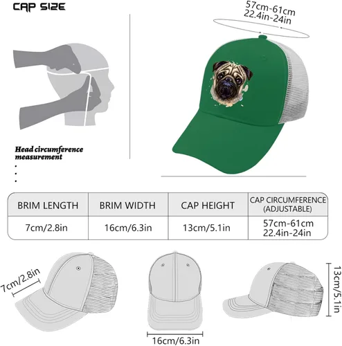 Vista 4 de Baseball Caps Pug Dog Dad Hat, Vintage Hats for Women