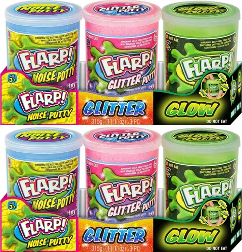 Vista 9 de JA-RU Flarp Noise Putty Fidget Toy Paquete variado (1 paquete, 3 unidades) que brilla en la oscuridad, purpurina y masilla de ruido clásico