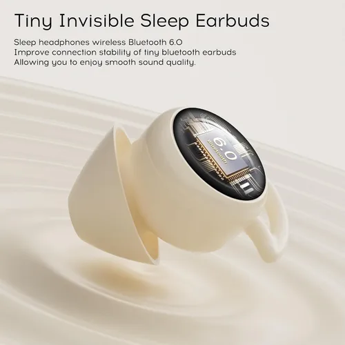Vista 5 de Auriculares para dormir Bluetooth, auriculares de silicona para Beige