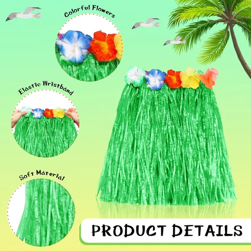 Vista 3 de 12 faldas hawaianas de hierba hula para niños para fiesta Luau, cumpleaños, vestido de graduación, espectáculos festivos, fiesta de celebración