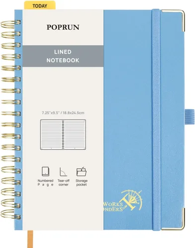 Vista 9 de POPRUN Cuaderno A5 con espiral, 120GSM, tapa dura, color negro